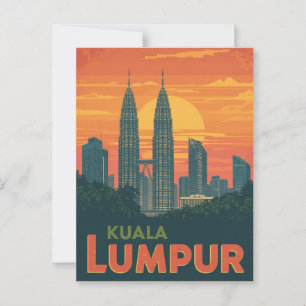 Retro Kuala Lumpur Petronas Towers Postcard