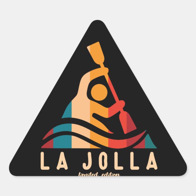 Retro La Jolla Kayaking Triangle Sticker (Front)