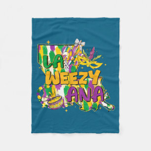 Retro La Weezy Ana Happy Mardi Gras Louisiana New Fleece Blanket