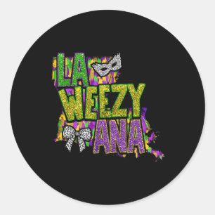 Retro La Weezy Ana Louisiana Mardi Gras New Orlean Classic Round Sticker