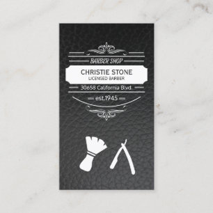 Retro Label Barber Blade and Beard Leather Business Card