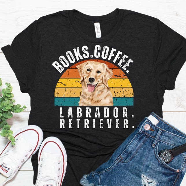 Retro Labrador Dog Books Coffee T-Shirt (Creator Uploaded)