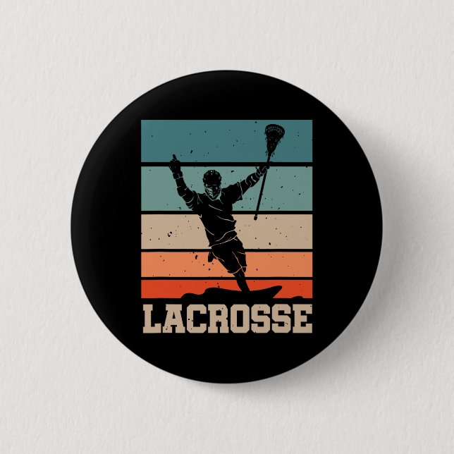 Retro Lacrosse Player Lax Stick Lacrosse Team  2 Inch Round Button (Front)