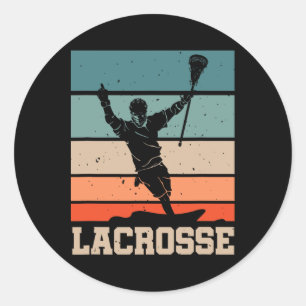 Retro Lacrosse Player Lax Stick Lacrosse Team Classic Round Sticker