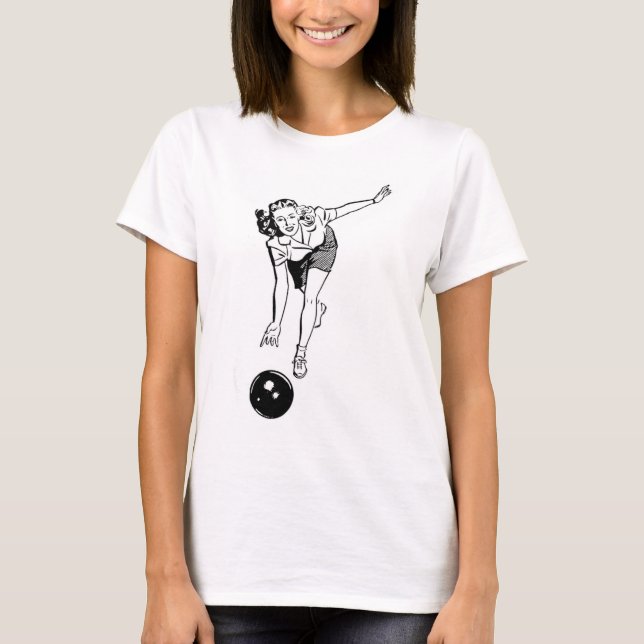 Retro Lady Bowling T-Shirt (Front)