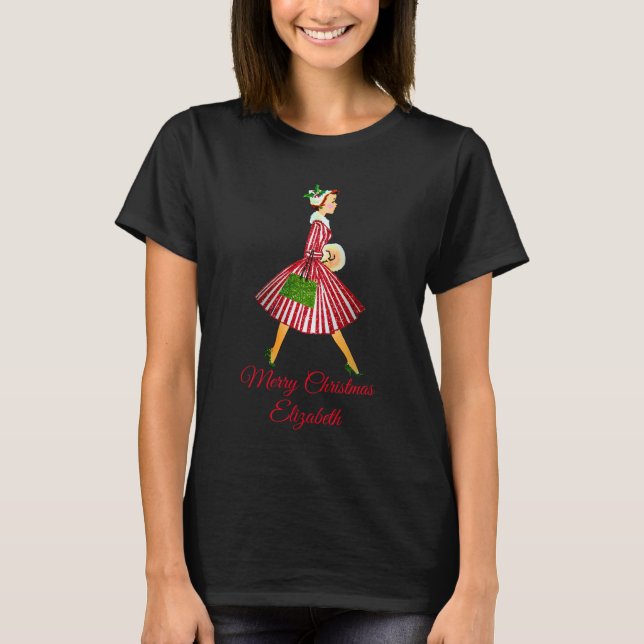 Retro lady sweet christmas T-Shirt (Front)