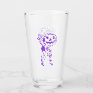 Retro Lady with Pumpkin Purple Glass