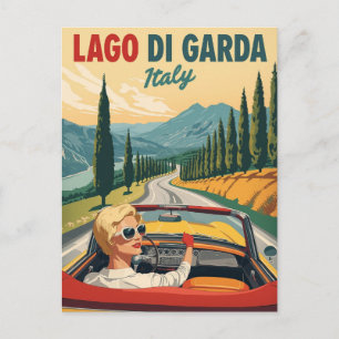 Retro Lago di Garda Italy Travel Postcard