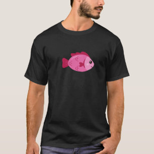 Retro Lake Adventure Pink Fish Vintage Design T-Shirt
