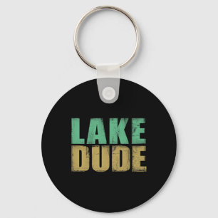 Retro Lake Dude Boating Fun Lake Life Lake Bum  Keychain