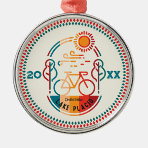 Retro Lake Placid Bike Trail Metal Ornament