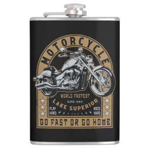 Retro Lake Superior Motorcycle Hip Flask