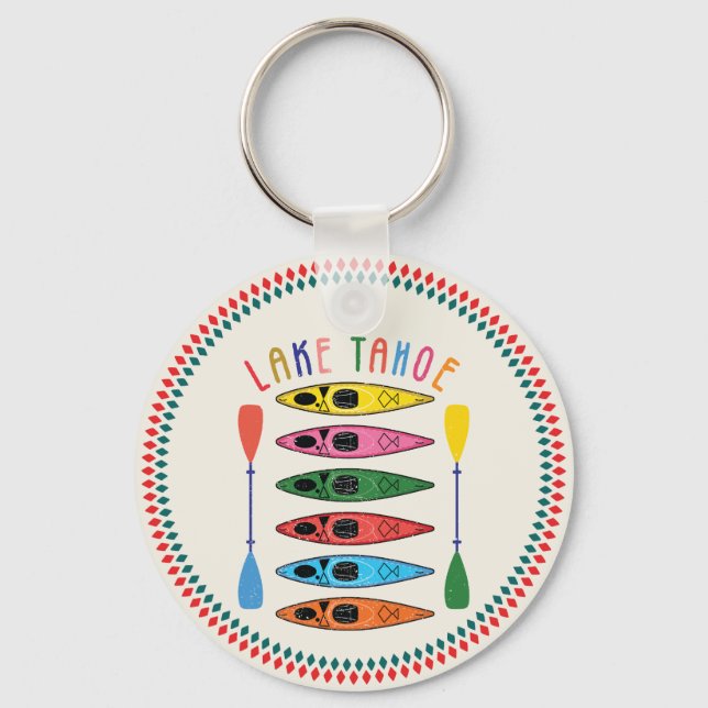 Retro Lake Tahoe Kayaking Keychain (Front)