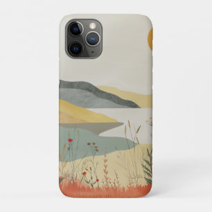 Retro Lakeside Sunset Terracotta Sage Landscape iPhone 11 Pro Case