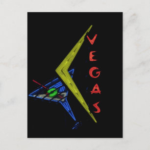 Retro Las Vegas Neon Sign vintage travel Postcard
