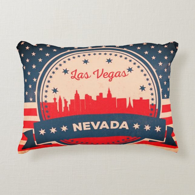 Retro Las Vegas Nevada Skyline Decorative Pillow (Front)