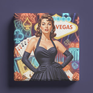 Retro Las Vegas Pin-up Stone Coaster