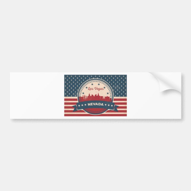 Retro Las Vegas Skyline Bumper Sticker (Front)