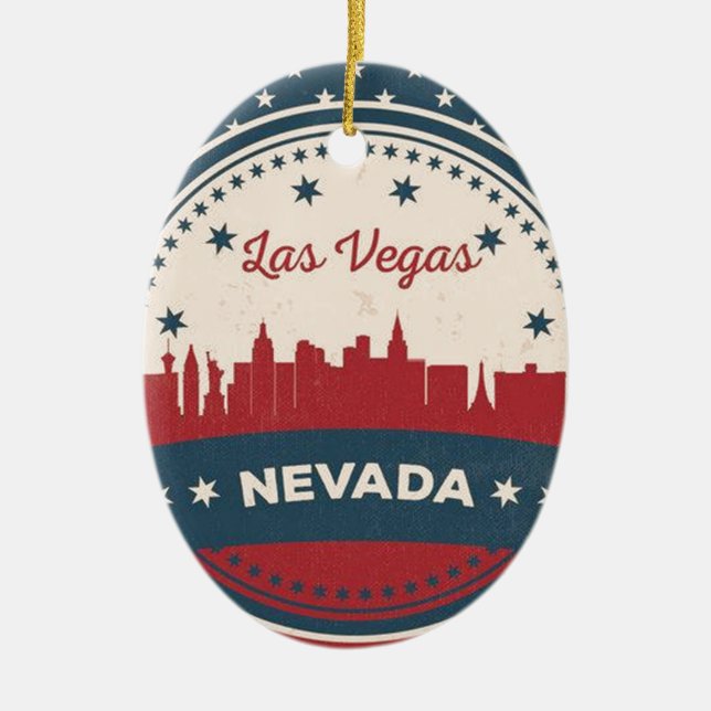 Retro Las Vegas Skyline Ceramic Ornament (Front)