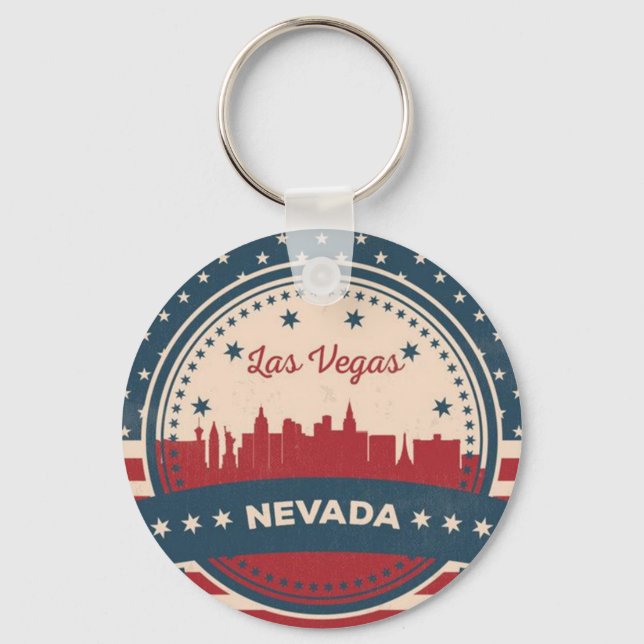 Retro Las Vegas Skyline Keychain (Front)
