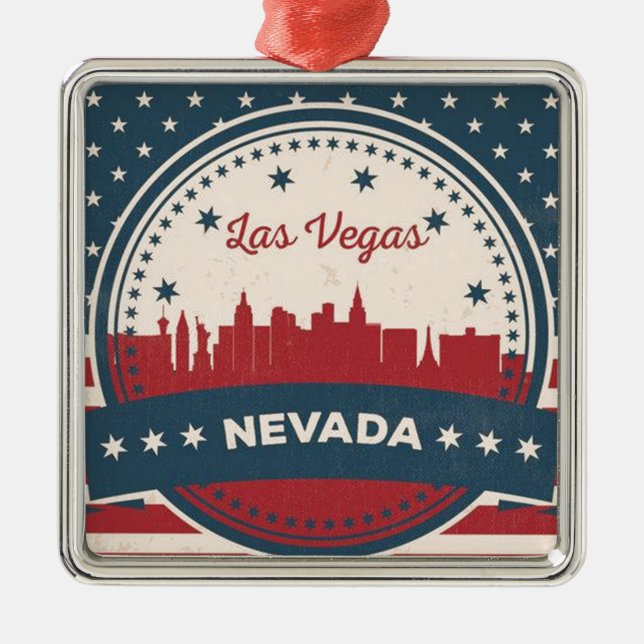 Retro Las Vegas Skyline Metal Ornament (Front)