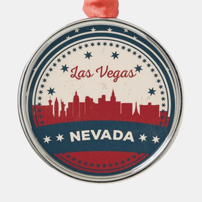 Retro Las Vegas Skyline Metal Ornament (Front)