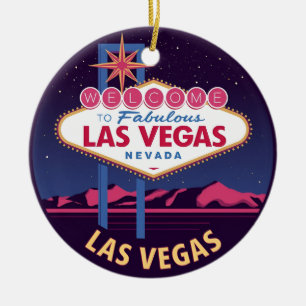 Retro Las Vegas Welcome Sign Ceramic Ornament