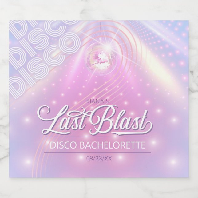 Retro Last Blast Disco Bachelorette v2 ID928 Sparkling Wine Label (Single Label)