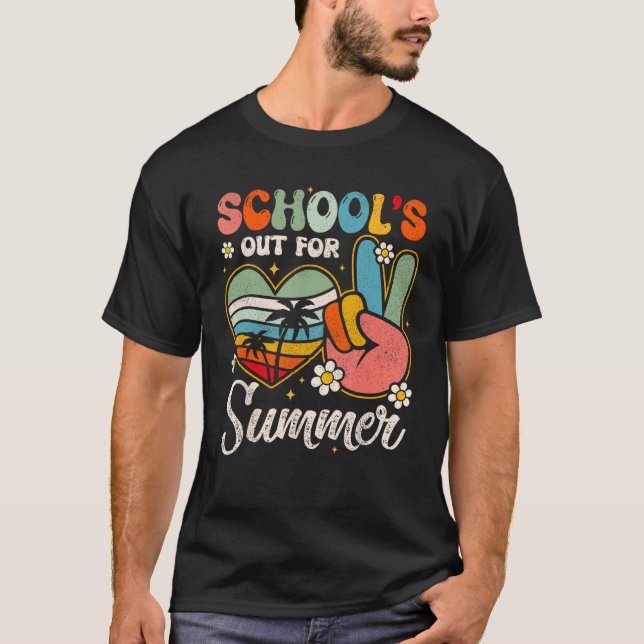 Retro Last Day of School s Out For Summer Teacher  T-Shirt (Front)