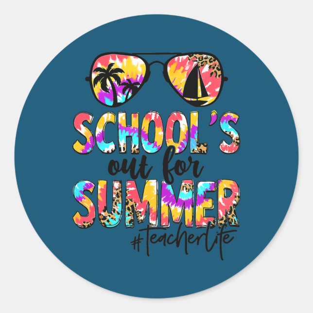 Retro Last Day Of School Schools Out For Summer Classic Round Sticker (Front)