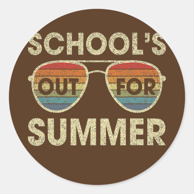 Retro Last Day Of School Schools Out For Summer Classic Round Sticker (Front)
