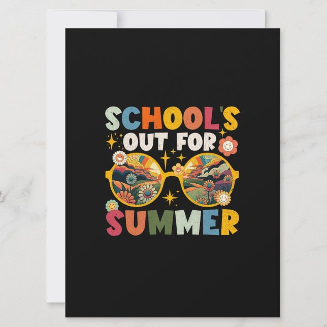 Retro Last Day of School's Out For Summer Teacher  Card (Front)