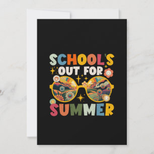 Retro Last Day of School's Out For Summer Teacher  Invitation