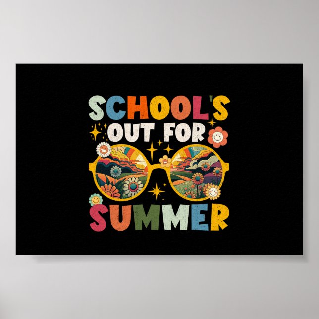 Retro Last Day of School's Out For Summer Teacher  Poster (Front)