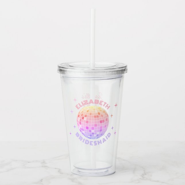 Retro Last Disco Bachelorette Weekend Party Favour Acrylic Tumbler (Front)