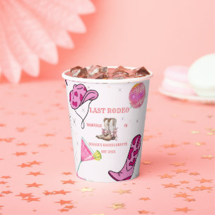 Retro Last Rodeo Cowgirl Western Bachelorette Paper Cups