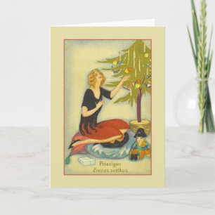 Retro Latvian Christmas Greeting Card