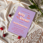 Retro Lavender Cherry Baby Shower Invitation<br><div class="desc">Add a stylish twist to your celebration with this retro cherry baby shower invitation in a trendy lavender purple palette. Featuring bold vintage typography, playful cherry illustrations, and a soft pastel background, this design is perfect for a modern baby girl shower or a fun summer-themed event. Fully customizable on Zazzle—easily...</div>