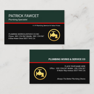 Retro Layers Red Plumbing Line Business Card