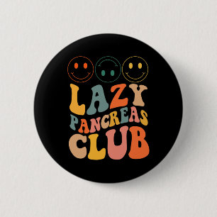 Retro Lazy Pancreas Club Type-1 Diabetes Awareness 2 Inch Round Button