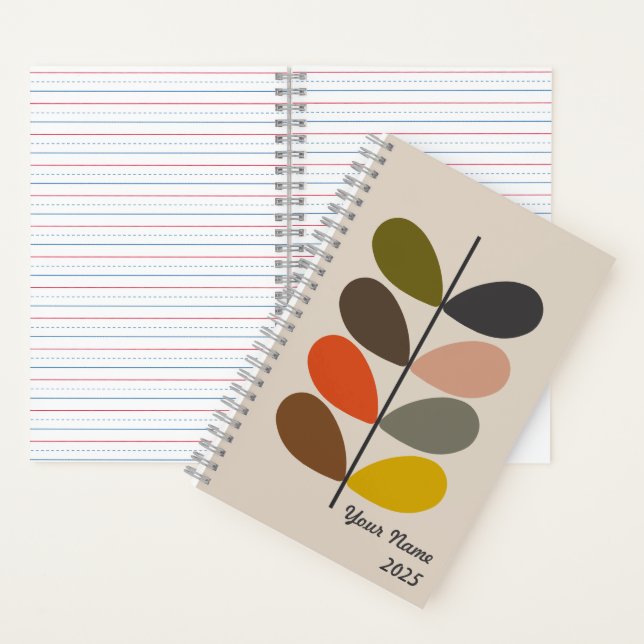 Retro Leaf Notebook – Modern Mid-Century (Inside)