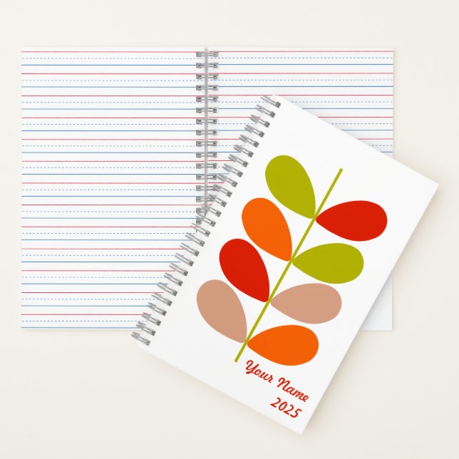  Retro Leaf Notebook – Modern Mid-Century  (Inside)