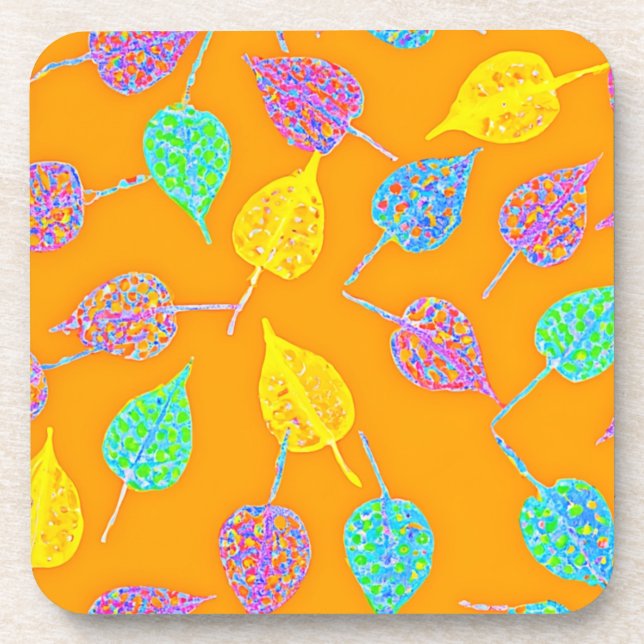 Retro Leaf Pattern Coaster (Front)