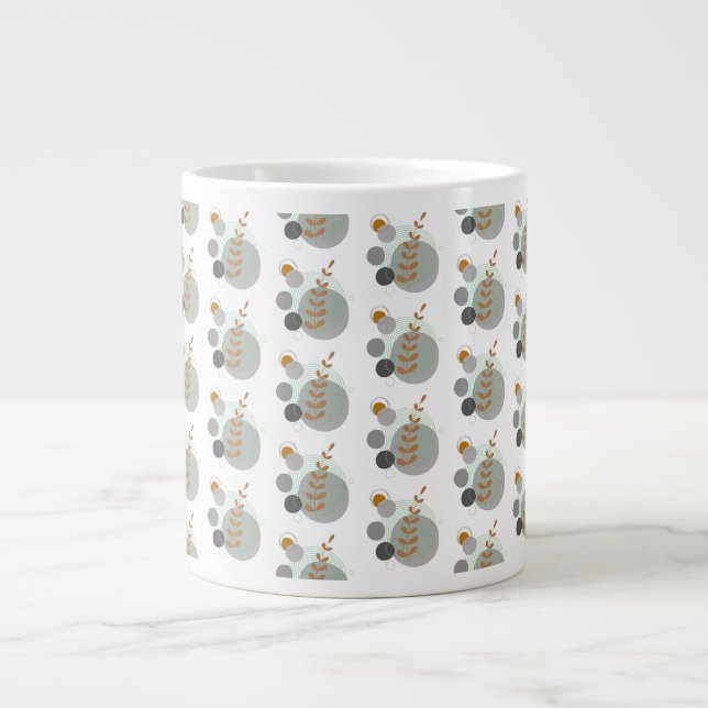 Retro Leaf Pattern Large Coffee Mug (Front)