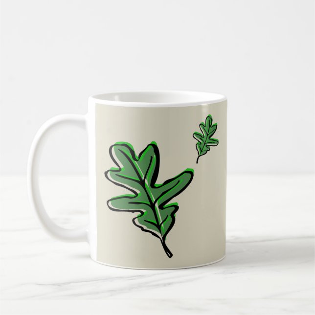 Retro Leaf Print Coffee Mug (Left)
