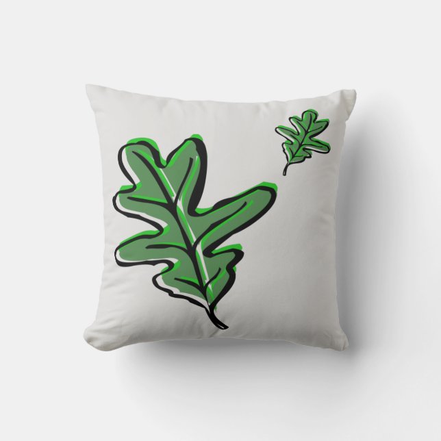 Retro Leaf Print  Throw Pillow (Front)