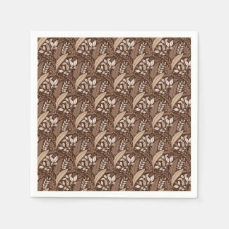Retro leafy Brown  Elegant Vintage Botanical Napkin