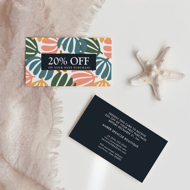 RETRO LEAVES GROOVY BOTANICAL Coupon Card (Creator Uploaded)