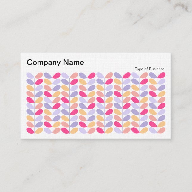 Retro Leaves II 01 (Linen) Business Card (Front)