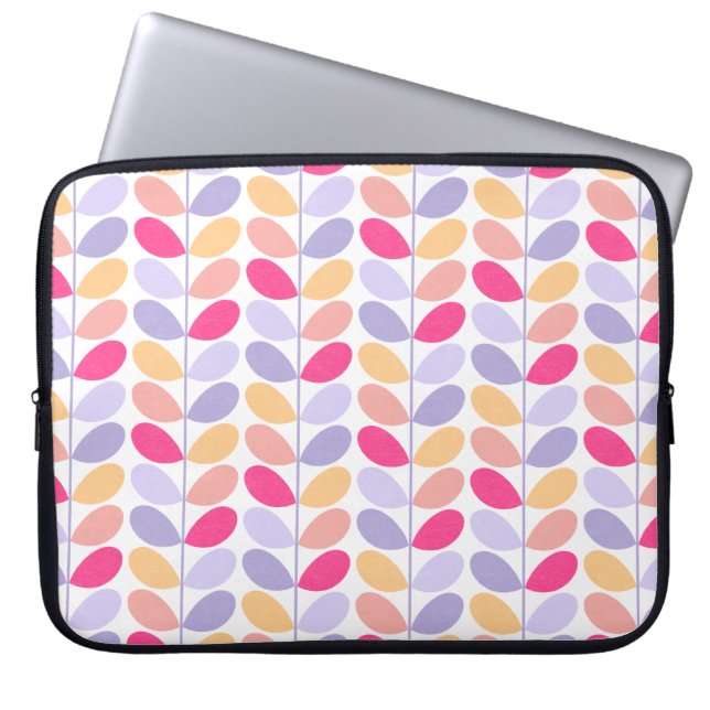 Retro Leaves Large Pattern Laptop Sleeve (Front)